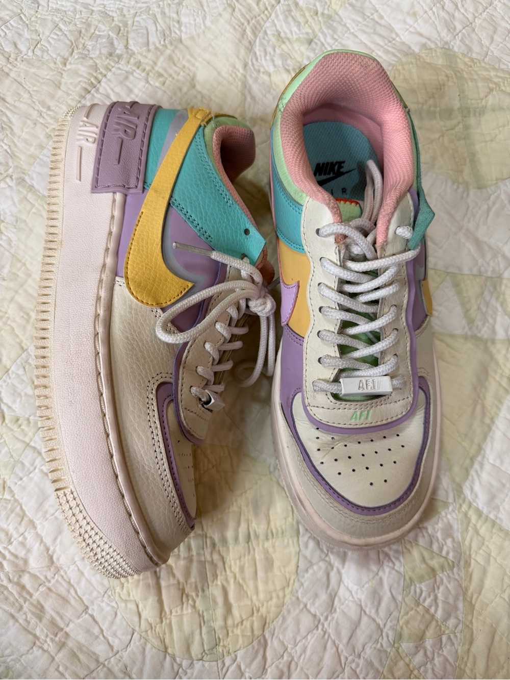 Nike Women’s Air Force 1 Shadow 'Pale Ivory' Pastel Color Collage:Size 7.5